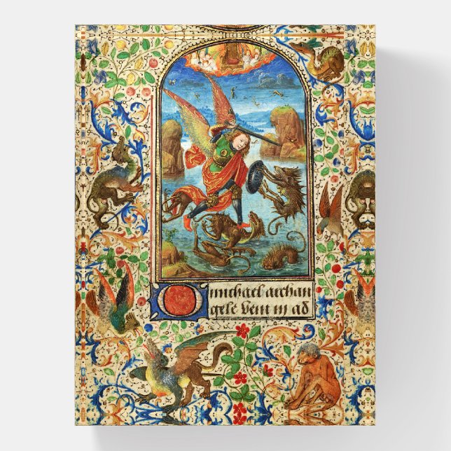 ST. MICHAEL ARCHANGEL AND DRAGON Flemish Miniature Paperweight (Vertical)