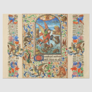 ST. MICHAEL ARCHANGEL AND DRAGON Flemish Miniature Tissue Paper