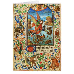 ST. MICHAEL ARCHANGEL AND DRAGON Flemish Prayer Cards