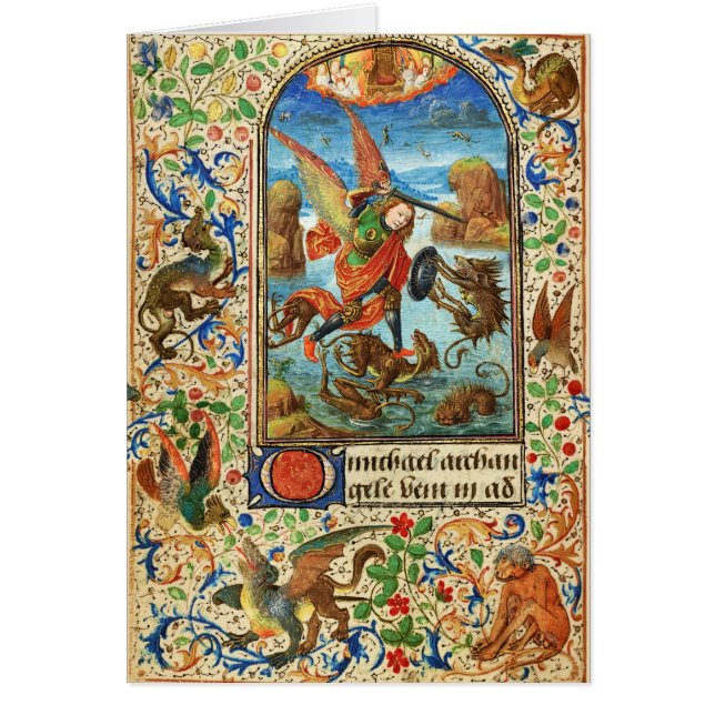 ST. MICHAEL ARCHANGEL AND DRAGON Flemish Prayer Cards (Front)
