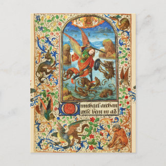ST. MICHAEL ARCHANGEL AND DRAGON Flemish Prayer Holiday Postcard