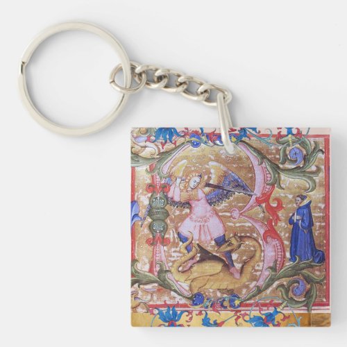 St Michael Archangel and Dragon Prayer Parchment Keychain