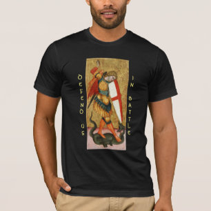 St. Michael Archangel and Dragon Sienese Black T-Shirt