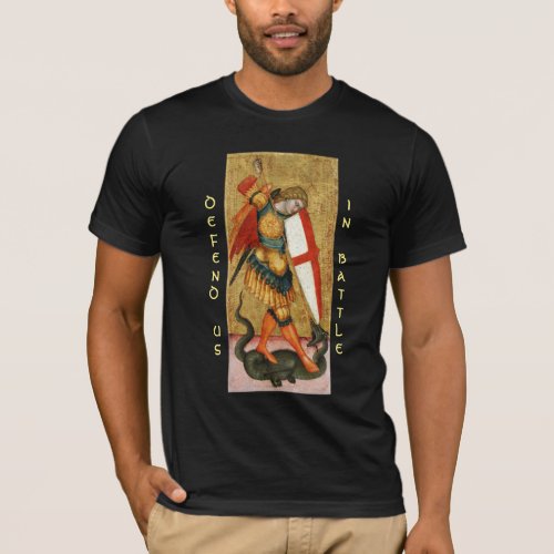 St Michael Archangel and Dragon Sienese Black T_Shirt
