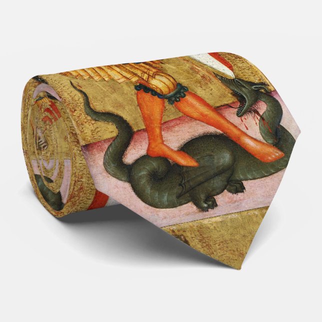 St. Michael Archangel and Dragon Sienese Neck Tie (Rolled)