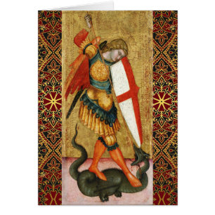St. Michael Archangel and Dragon Sienese Prayer Cards
