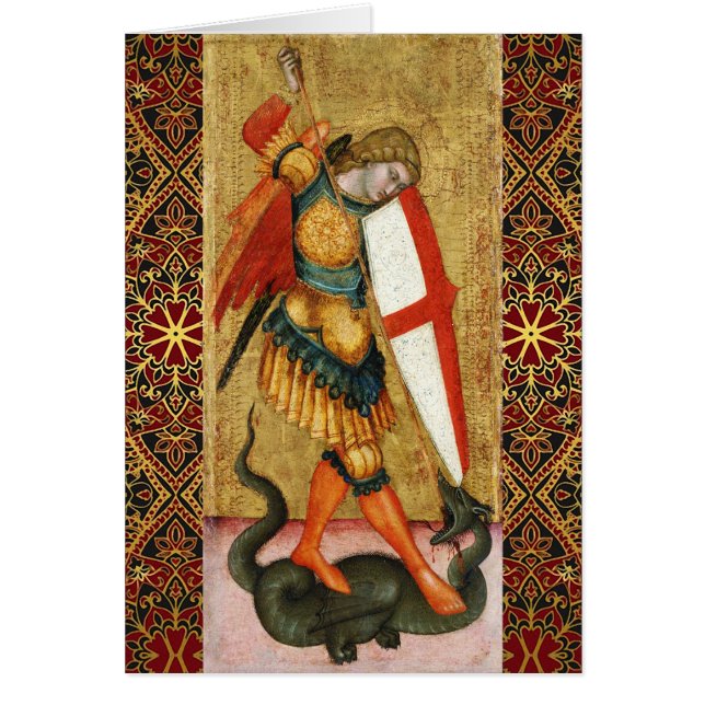 St. Michael Archangel and Dragon Sienese Prayer Cards (Front)
