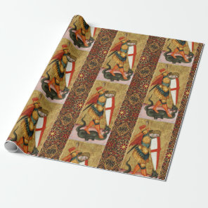 St. Michael Archangel and Dragon Sienese  Wrapping Paper
