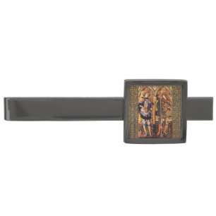 St. Michael Archangel and Saint George with Dragon Gunmetal Finish Tie Bar