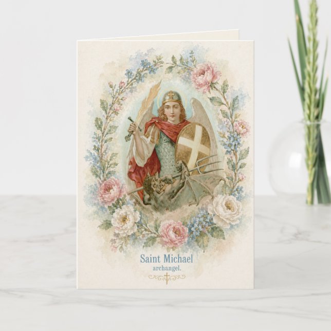 St Michael Archangel Catholic Blessing Card (Front)