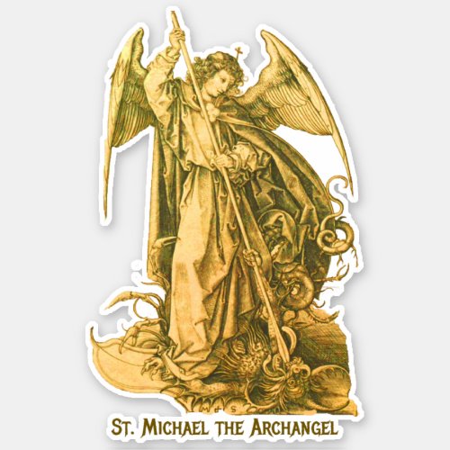 St Michael Archangel Gold Renaissance Medieval  Sticker