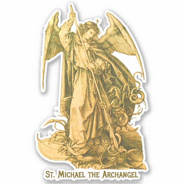 St. Michael Archangel Gold Renaissance Medieval  Sticker (Front)