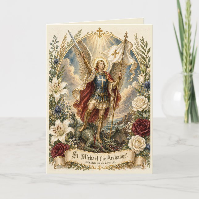St Michael Archangel Prayer Defend us in Battle Card (Front)