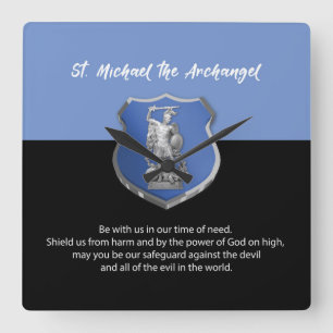 St. Michael Archangel Prayer Thinking of You Square Wall Clock