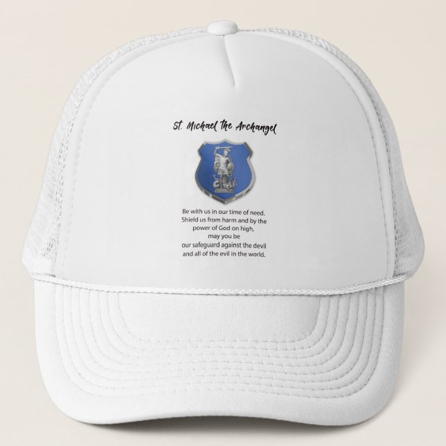 St. Michael Archangel Prayer Thinking of You Trucker Hat (Front)