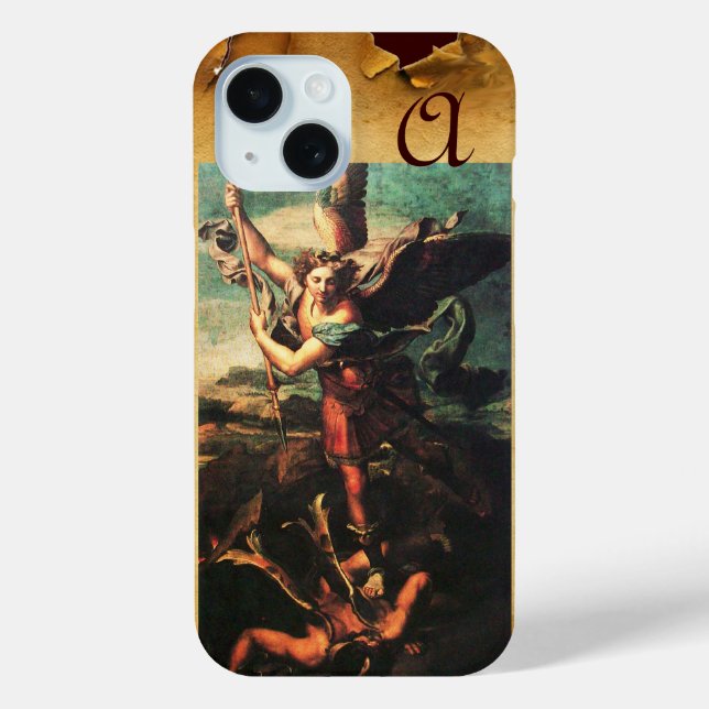 St MICHAEL ARCHANGEL VANGUISHING SATAN Monogram Case-Mate iPhone Case (Back)