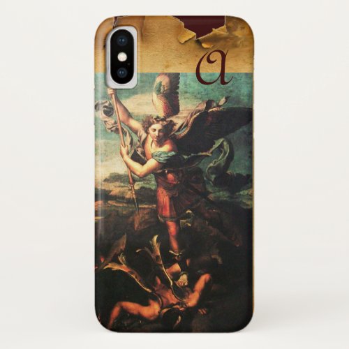 St MICHAEL ARCHANGEL VANGUISHING SATAN Monogram iPhone XS Case