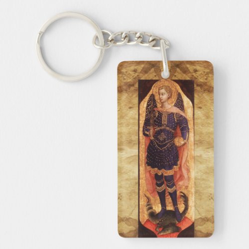 ST MICHAEL ARCHANGEL WITH DRAGON Prayer Parchment Keychain