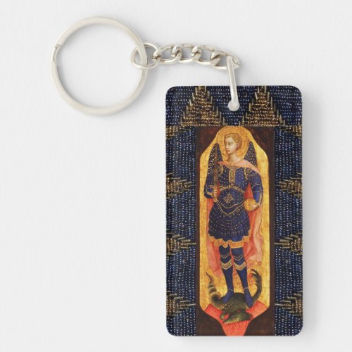 ST MICHAEL ARCHANGEL WITH DRAGON Prayer Parchment Keychain