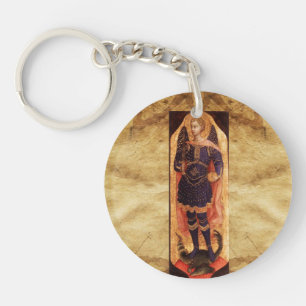 ST MICHAEL ARCHANGEL WITH DRAGON Prayer Parchment Keychain