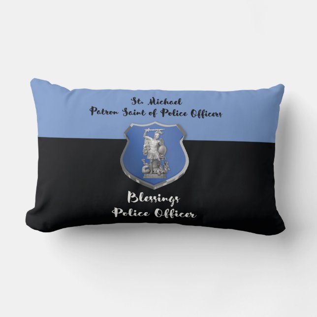 St. Michael Blessings to New Police Officer Lumbar Pillow (Front)