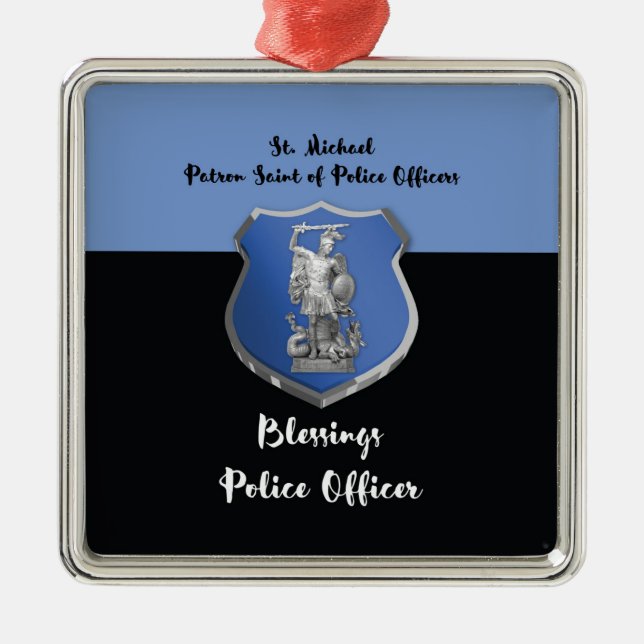 St. Michael Blessings to New Police Officer Metal Ornament (Front)