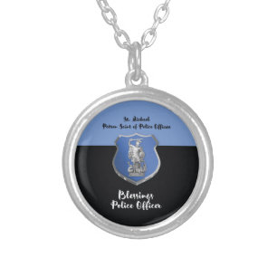 St. Michael Blessings to New Police Officer Silver Plated Necklace