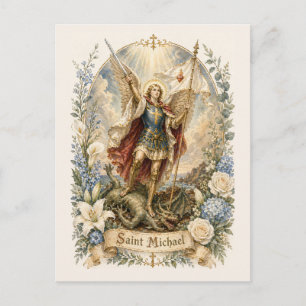 St Michael Catholic Encouragement Prayer  Postcard