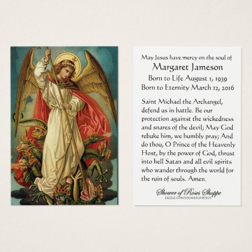 St Michael Catholic Funeral Memorial Holy Card _