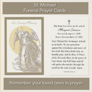 St. Michael Catholic Funeral Memorial Holy Card -