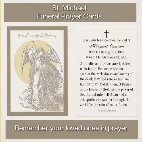 St Michael Catholic Funeral Memorial Holy Card _