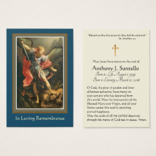 St. Michael Catholic Funeral Memorial Holy Card -
