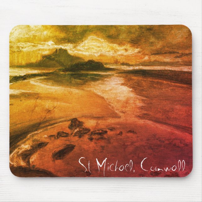 St Michael, Cornwall Beach Landscape Art Mousepad (Front)