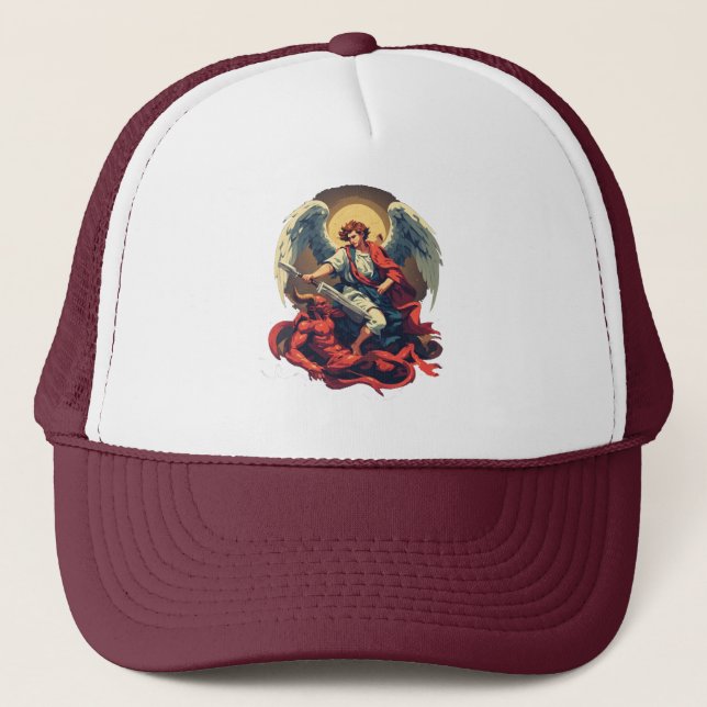 St Michael Defeating the Devil Trucker Hat (Front)