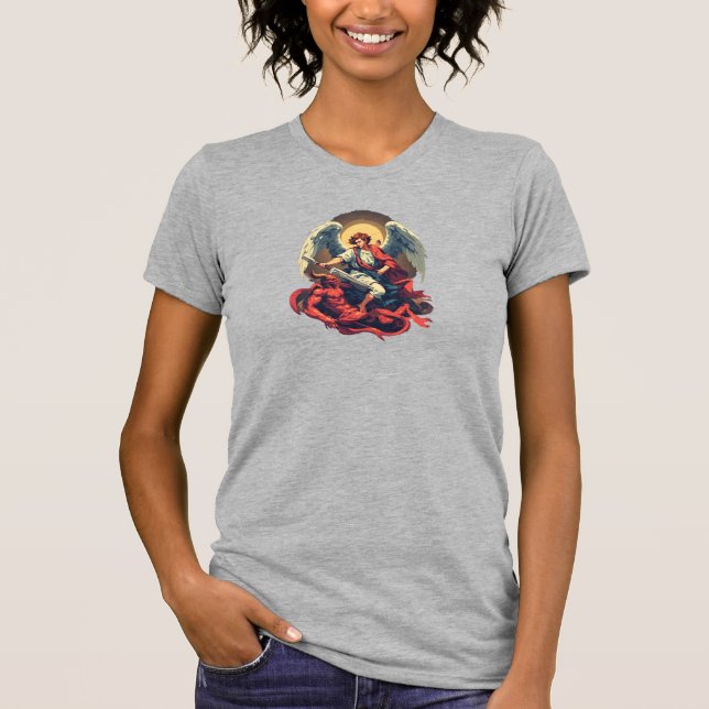 St Michael Defeating the Devil Women's Tee Shirt (Front)