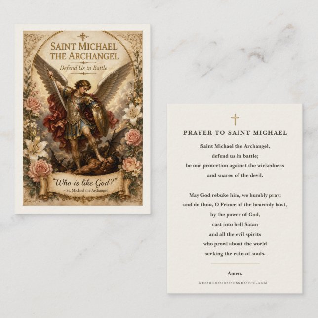St Michael Defend Us Prayer Catholic Holy Card (Front/Back)