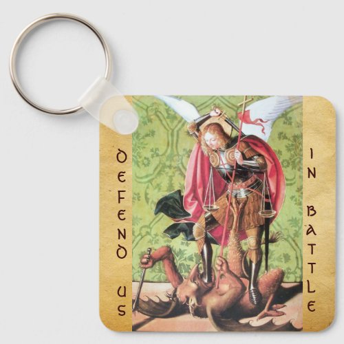 ST MICHAELDRAGON AND JUSTICEGreen Red Brown Keychain