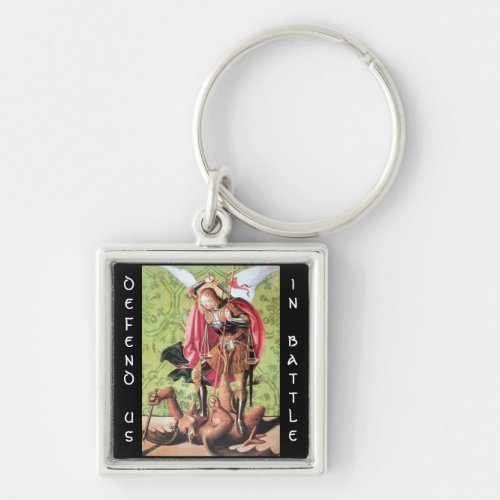 ST MICHAEL DRAGON AND JUSTICEgreen red brown Keychain