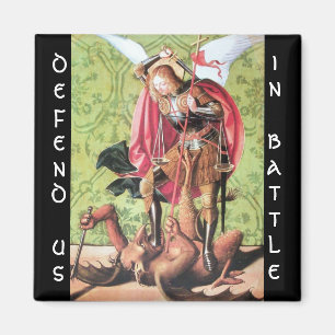 ST. MICHAEL ,DRAGON AND JUSTICE,green red brown Magnet