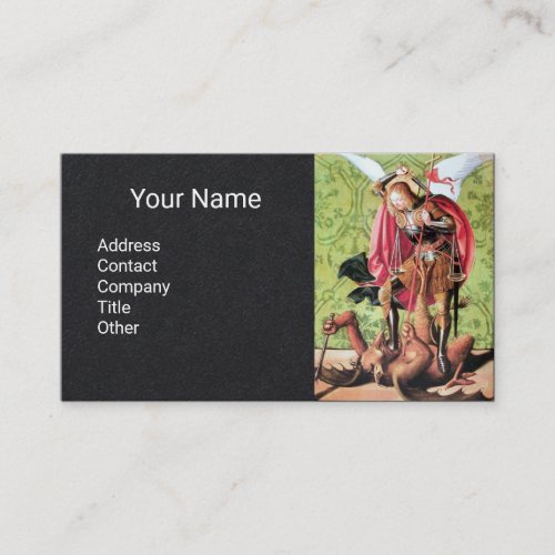 ST MICHAEL DRAGON AND JUSTICERed Green Black Business Card