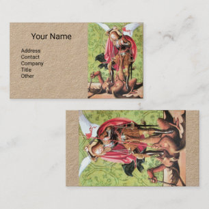 ST. MICHAEL ,DRAGON AND JUSTICE,Red Green Brown Bu Business Card