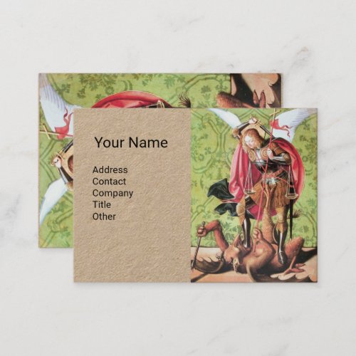ST MICHAEL DRAGON AND JUSTICERed Green Brown Business Card