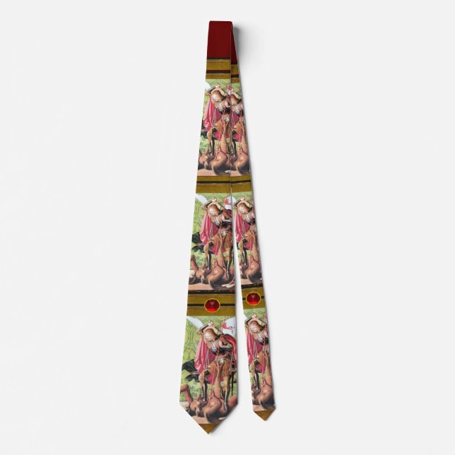 ST. MICHAEL ,DRAGON AND JUSTICE Ruby Neck Tie (Front)