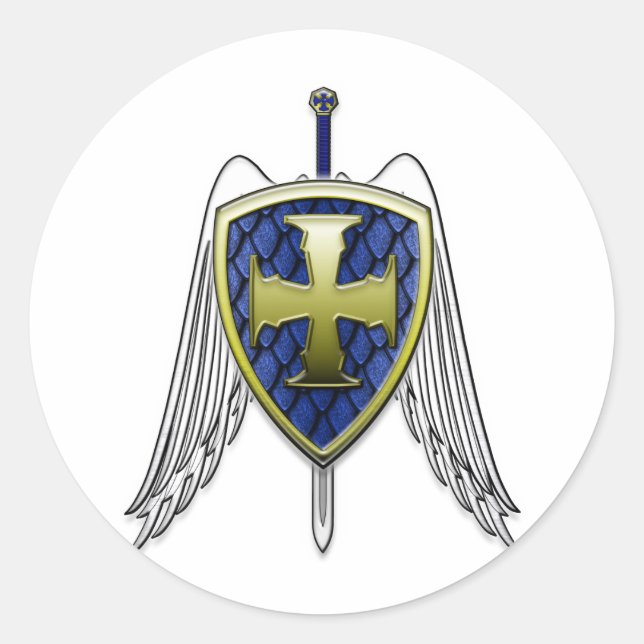 St Michael - Dragon Scale Shield Classic Round Sticker (Front)