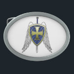 St Michael - Dragon Scale Shield Oval Belt Buckle<br><div class="desc">St Michael - Dragon Scale Shield</div>