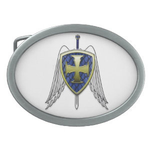 St Michael - Dragon Scale Shield Oval Belt Buckle