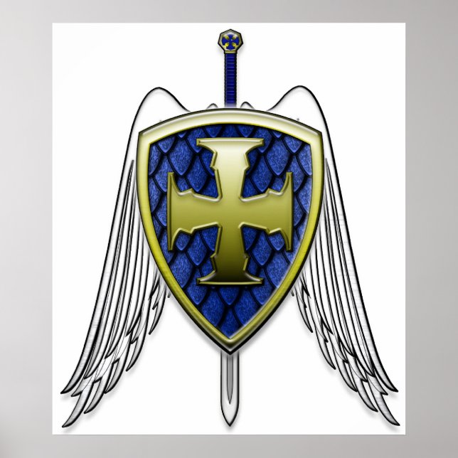 St Michael - Dragon Scale Shield Poster (Front)
