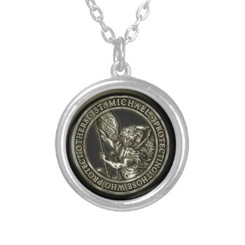 St Michael Emblem Silver Plated Necklace by jdlhammond at Zazzle