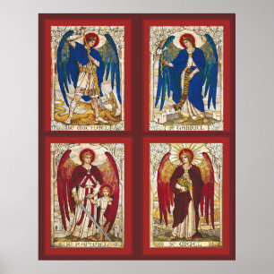 St MIchael, Gabriel, Raphael and Uriel Archangel Poster