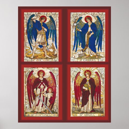St MIchael Gabriel Raphael and Uriel Archangel Poster